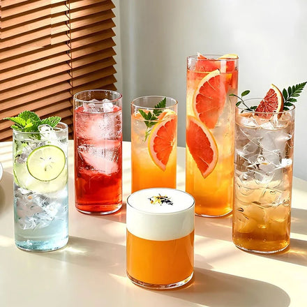Party Collins Whiskey Glass Bar Juice Tea Long Drinking Glass High Borosilicate Heat-resistant Straight-sided Tall Highball Cups