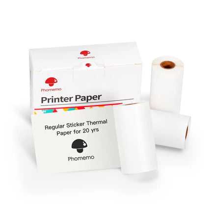 Phomemo 50mm X 3.5m White Self-Adhesive Thermal Paper Single-Sided Rubber Masking 20-Year Storage Time Compatible M02/M02