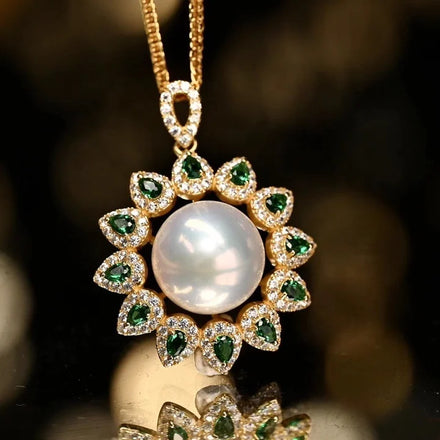 P1599 12-13mm DIY Natural Freshwater Pearl Charm Pendant Necklace Accessory 925 Sterling Silver Jewelry for Women Without Chain