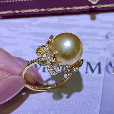 R1157 11-12mm Natural Freshwater Pearl Ring Accessory 925 Sterling Silver Adjustable Size Engagement Jewelry Ring for Women
