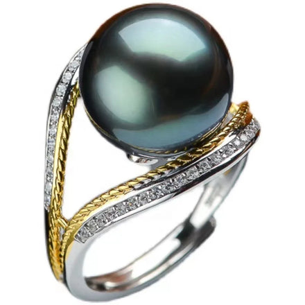R1158 11-12mm Natural Freshwater Pearl Ring Accessory 925 Sterling Silver Adjustable Size Engagement Jewelry Ring for Women