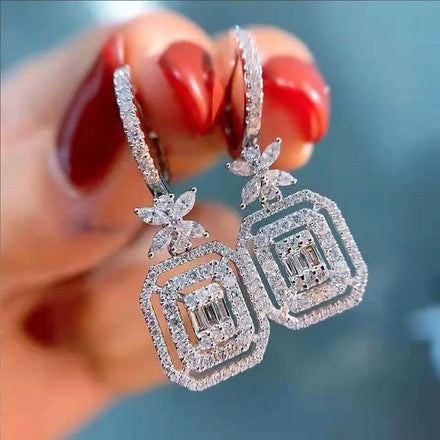 Fashion Silver Color Women's Dangle Earrings With Shiny Aesthetic Female Earrings for Party Jewelry Gifts