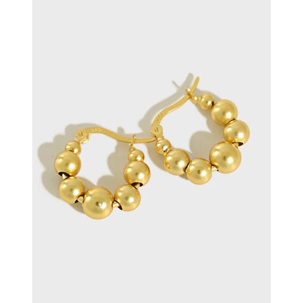 S925 Sterling Silver Geometric Hoop Earrings Ear Buckle Temperamental Beaded Earrings Trendy Earrings Women Luxury Jewelry