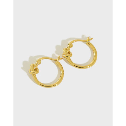 S925 Sterling Silver Knotted Hoop Earrings Real 18K Gold Plating Gold Earrings Women Simple Earring Set for Women