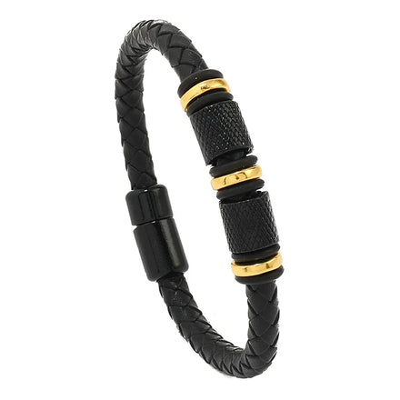 Trendy KiKi LY087 Men's Jewelry Gold/Silver Braided Real Leather Rope Bracelet Silver Plated Classic Style Environmental