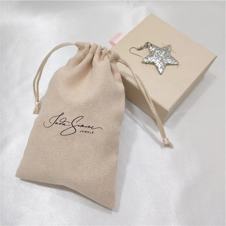 Suede Pouch Gift Packaging Bag Pouch With Logo Printing Jewelry Pouch Custom Soft Suede Drawstring Packing Jewelry Dust Bag