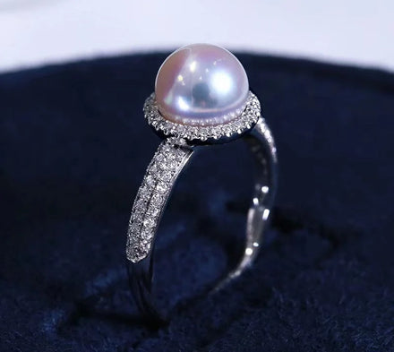 R1160 10-11mm Natural Freshwater Pearl Ring Accessory 925 Sterling Silver Adjustable Size Engagement Jewelry Ring for Women