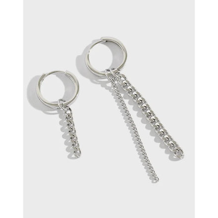 S925 Sterling Silver Personalized Designer Hoop Earrings Chain Asymmetric Statement Earrings Fashion Jewelry Earrings Women