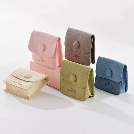 Custom Logo 0.8mm Thickness Debossed Logo Pouch Jewelry Envelope Pouch Microfiber Jewelry Suede Pouch With Button Closure