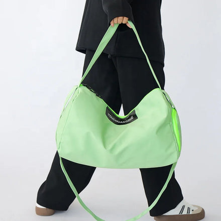 Custom Print Letter Logo Double Shoulder Strap Handbag Sport Fitness Tote Canvas Travel Weekend Bag with Shoe Compartment