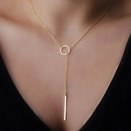2023 Simple Fashion Necklace Retro Gold Plated Alloy Fancy Long Tassel Chain Necklace for Women Girls