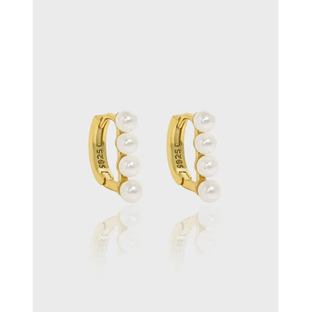 S925 Sterling Silver Fashion Hoop Earrings Temperament Pearl Earrings Geometric Women Designer Earrings Luxury Ear Buckle