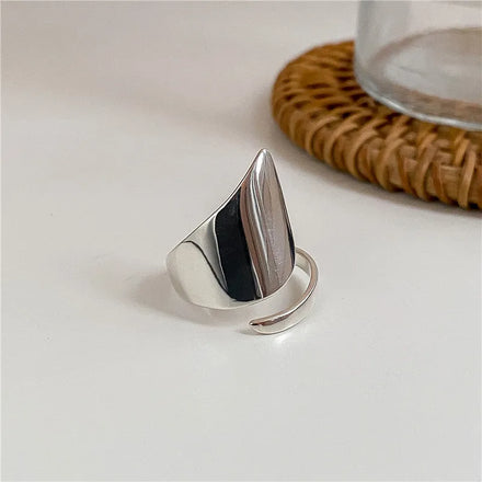 925 Sterling Silver Irregular Fashion Smooth Personality Chunky Ring for Women Anniversary Gift