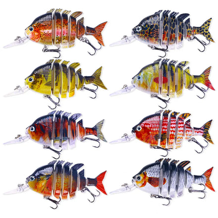 New Listing Artificial 100mm Multi Color 3d Eyes Hard Plastic Segment Fishing 6 Jointed Lure
