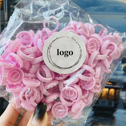 Wholesale 100Pcs/pack Disposable Eyelash Glue Fan Cup Rings Holder Container Eyelash Extension Heart Glue Ring