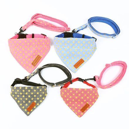 New Dog Leash Set Triangle Scarf Pet Supplies Collar Leash for Small and Medium Dogs