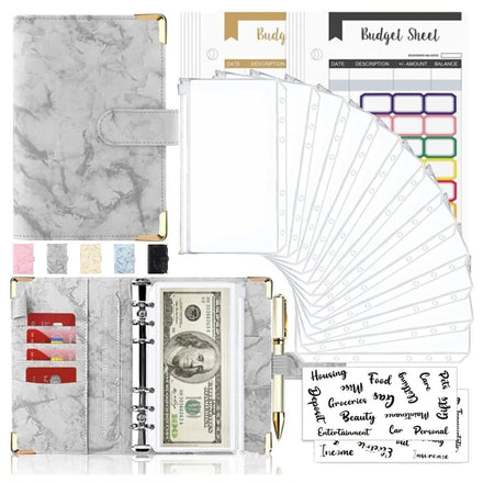 Wholesale Marble Print A6 Spiral Ring Binder Budget Planner Notebook with Stickers