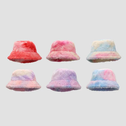 Manufacturer's Winter Warm Tie Dye Rainbow Neon Pink Faux Fur for Women Big Quality Fury Fuzzy Furry Fishing Casual Ski Party