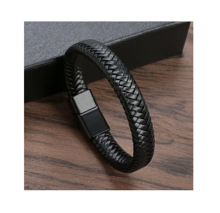 Leather Rope Woven Customized Men Magnetic Bracelet Fashion Accessories Jewelry Stainless Steel Leather Bracelet for Men