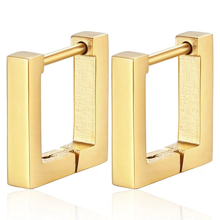 18K Gold Plated Earrings Small Dainty Geometric Square Rectangle Huggies Hoops Earring Hypoallergenic Minimalist Jewels