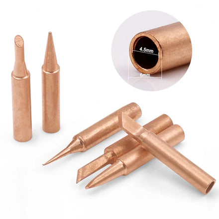5pcs Pure Copper 900M Soldering Iron Set with I+B+K+2.4D+3C Tips Electric Knife Tip Hot Bare Copper Soldering Iron