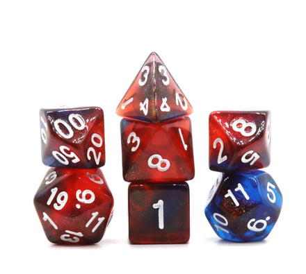 HS Galaxy Custom Made RPG DND 7 PC D20 Dice Set 16mm Acrylic Glitter & Resin Gemstone Board Game Dice Box Package