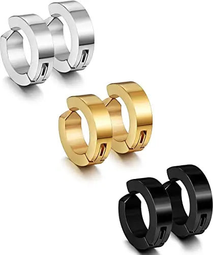Chunky Punk Stainless Steel Ear Clip No Piercing Earrings Unisex Hiphop Fashion Earring Clip on Earring Men Jewelry