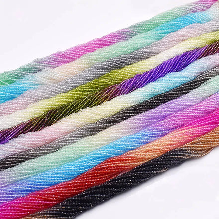 11 Color 2mm Gradient Color Small Seed Faceted Crystal Beads Round Loose Spacer Beads for Jewelry Making DIY Necklace