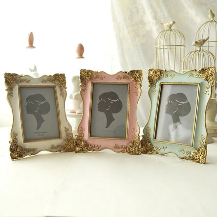 Embossed Photo Frame Creative Table Home Decoration European Classical Painted Resin Photo Frame