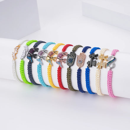 Lucky Elephant Infinity Charms Cotton String Rope Braided Woven Friendship Bracelets for Women