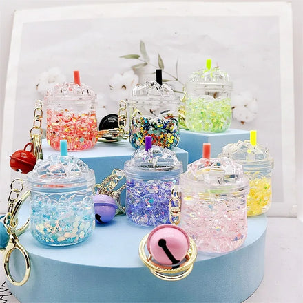 Creative Lucky Gifts Liquid Keychain Glow Quicksand Bottle Keychains for Bag Keyring Car Keychains Trinket Lovely Pendant Gifts