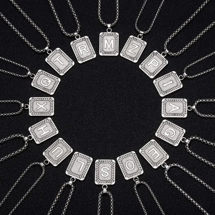 SC Jewelry Alphabet Pendant Charm Necklaces Sterling Silver Plated Box Chain Necklace Initial Letter Pendant Necklace for Unisex