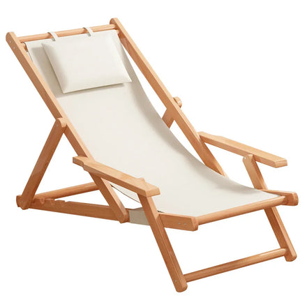 Contemporary Comfortable Wooden Folding Chair Portable Cooler Lounger for Home Leisure Beach Camping Swimming Pool Park Outdoor