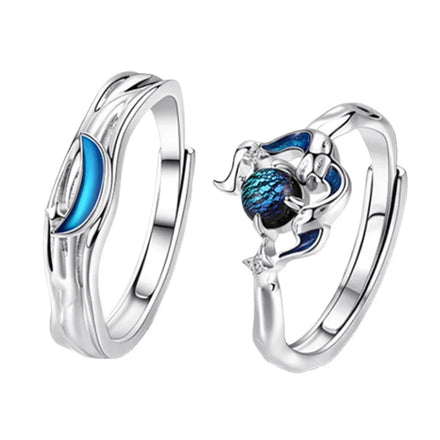 Couple Ring for Wedding Jewelry Valentine's Day Gift Open Adjustable Ring Planet Star Moon Couple Ring for Men Women