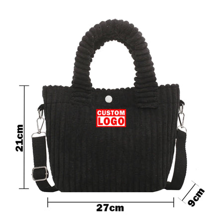 Fashion Corduroy Women's Bag Trend New Handbags Niche Versatile Bucket Shoulder Bags Female Nylon Button Crossbody Bags