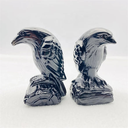 Wholesale Hand Carved Natural Crystal Animal Black Obsidian Crow for Decoration