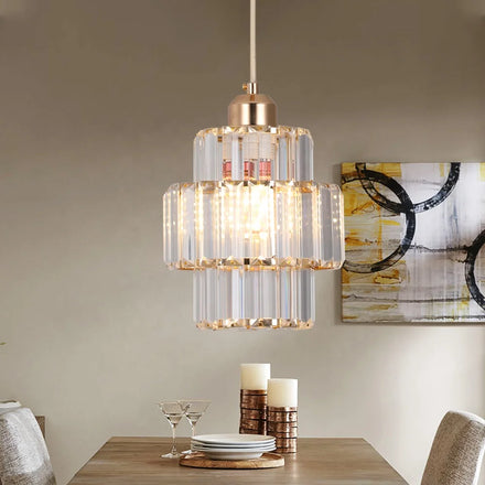 E27 E26 Bulb Dining Room Ceiling Chandelier Crystal Pendant Lighting for Kitchen Island