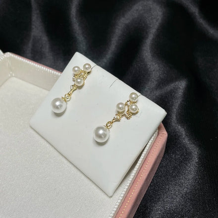 Wholesale 18K Gold Plated Pearl Drop Stud Earrings for Women Semi-Finished Elegant Accessories for Wedding Party Gift Giving