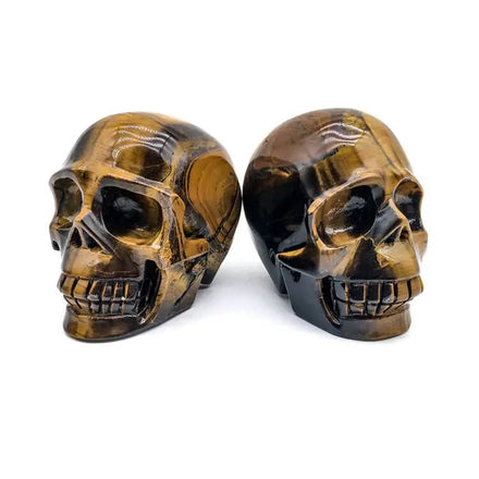 Wholesale Natural Crystal Skull Hand Made Tiger Eye Skull Heading Golden Flash Crystal Carving for Decoration and Sale