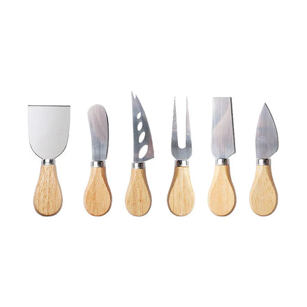 Creative Wooden Handle Stainless Steel Cheese Knife Mirror Polished Butter Knife Mini Baking Set