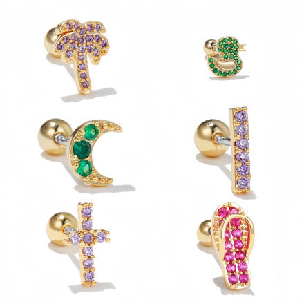 ZUOLA Trendy Piercing Jewelry Eco-friendly Gold Plated Hypoallergenic Stud Earrings Stainless Steel Inlay CZ Earring for Women