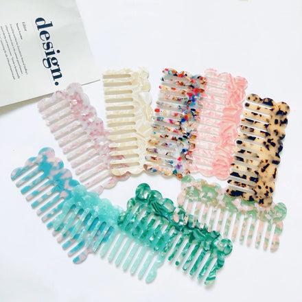 Fashion Wholesale Acetate Plate Comb Marble Wave Leopard Hair Comb for Women