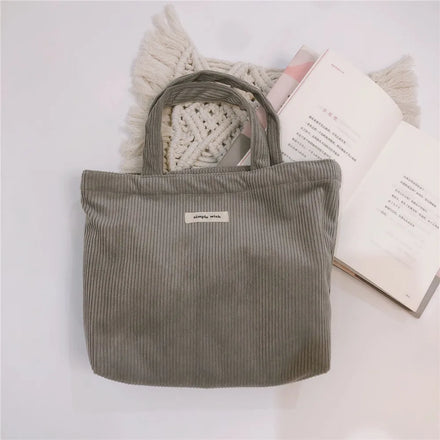 Cheap Good Quality Small Colorful Handbags Corduroy Retro Korean Green Velvet Tote Bag All Season Portable