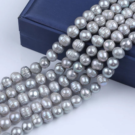 Zhuji Pearl Wholesale 11-12mm Freshwater Gray Color Potato Pearls Beads Loose Natural Strands