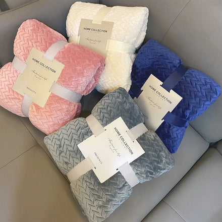 Wholesale Super Soft Coral Fleece Blanket Comfortable Flannel Sherpa Throw Blanket Couch Sofa Bed Custom Throw Blanket