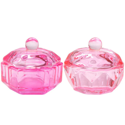 Pink Nail Liquid Cup Colorful Octagonal Nail Crystal Cup Manicure Tool Nail Art Pen Brush Cleaner Cup