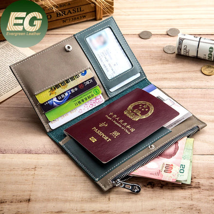 AL994 RFID Genuine Small Money Credit Card Leather Wallet Black Family Designer Custom Passport Holder