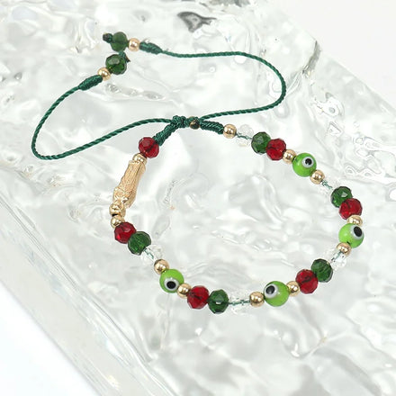 Green Thread Crystal Beads Gold Plated Adjustable Length Saint Jude Religious Catholic Evil Eye Charm San Judas Tadeo Bracelets