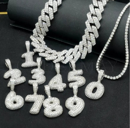 Cadermay S925 Letter Pendant 0 to 9 Moissanite D VVS Ice Out Hiphop Pendant Pass Diamond Tester Moissanite Pendant Necklace