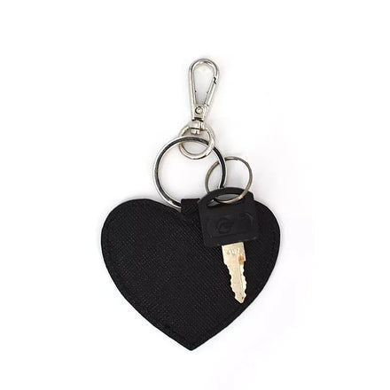 Custom Logo Minimalist Saffiano Leather Keychain Creative Heart Shaped Leather Metal Key Ring